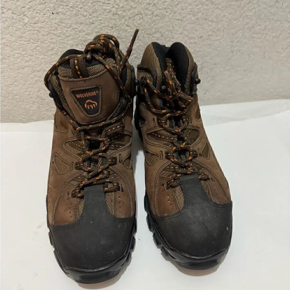 Wolverine Hudson Steel Toe Work Boots Hiking Brown Mid Cut Size 9.5/42.5